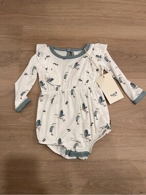 NWT Kyte baby bamboo blue heron long sleeve romper 3t